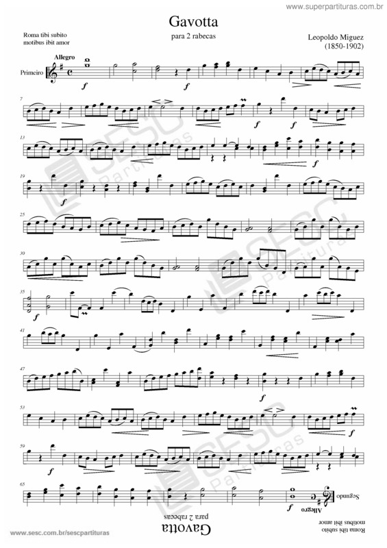 Partitura da música Gavotta