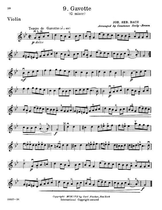 Partitura da música Gavotte in G minor