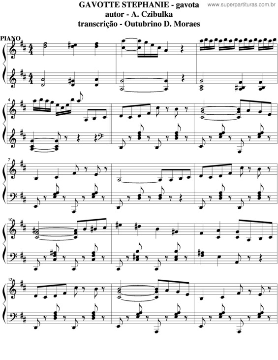 Partitura da música Gavotte Stephanie