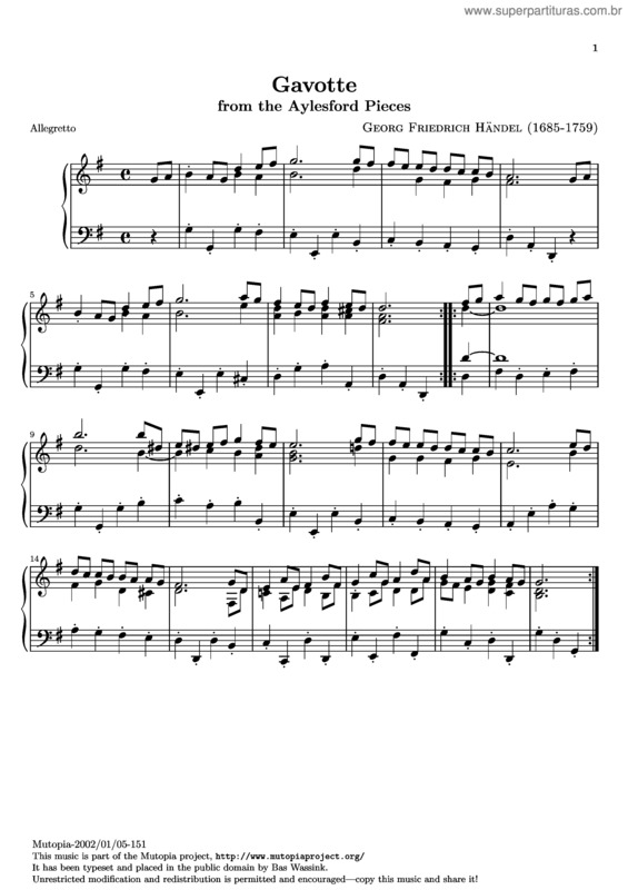 Partitura da música Gavotte v.4