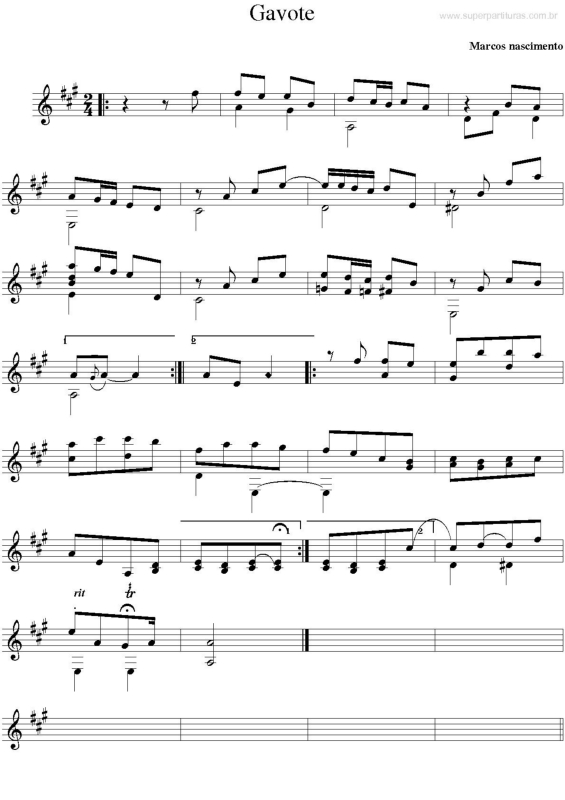 Partitura da música Gavotte