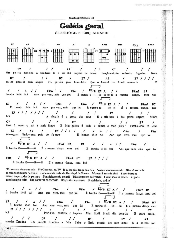 Partitura da música Geléia Geral