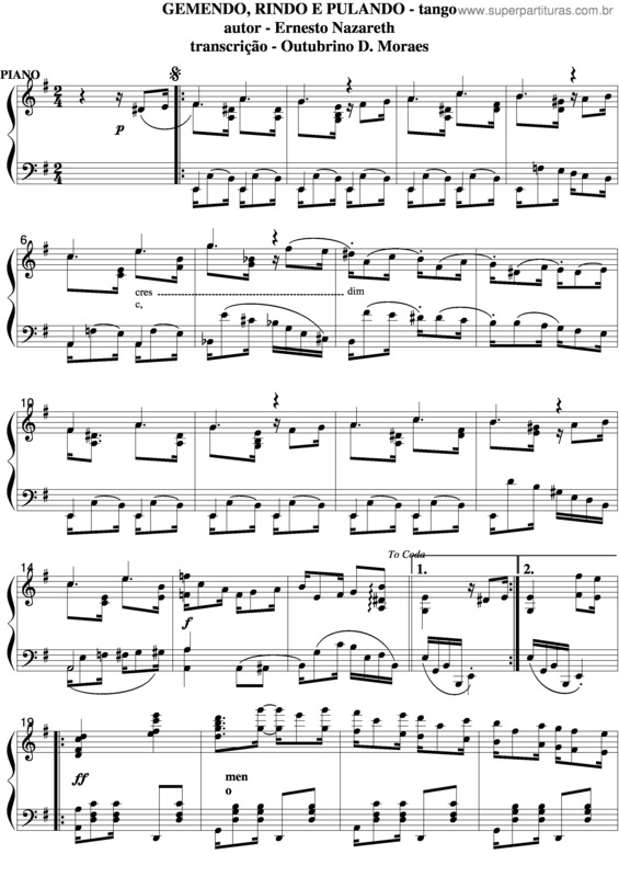 Partitura da música Gemendo, Rindo E Pulando v.3