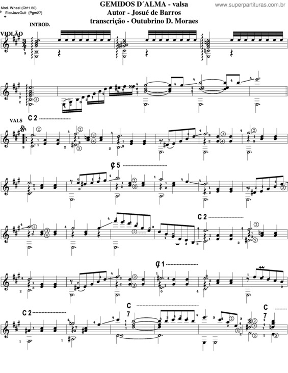 Partitura da música Gemidos D´Alma v.3