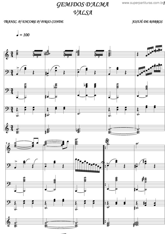 Partitura da música Gemidos D`Alma