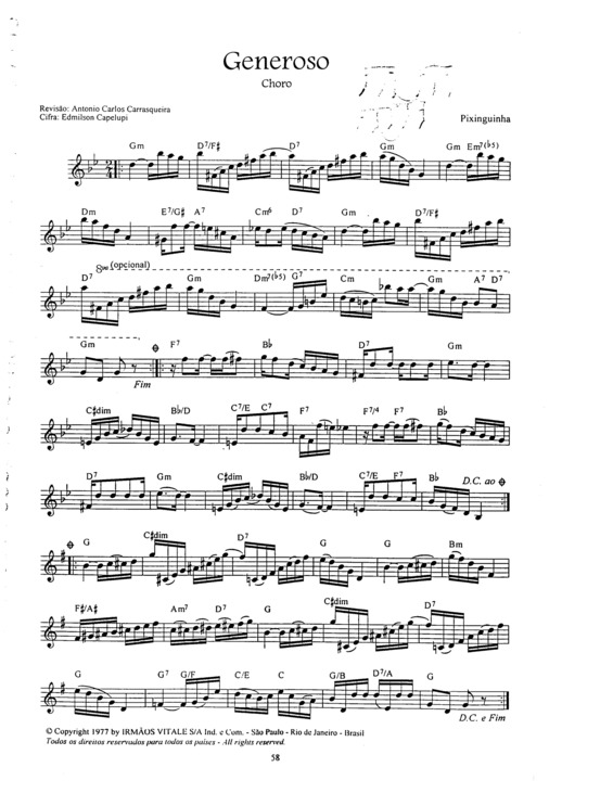 Partitura da música Generoso v.3