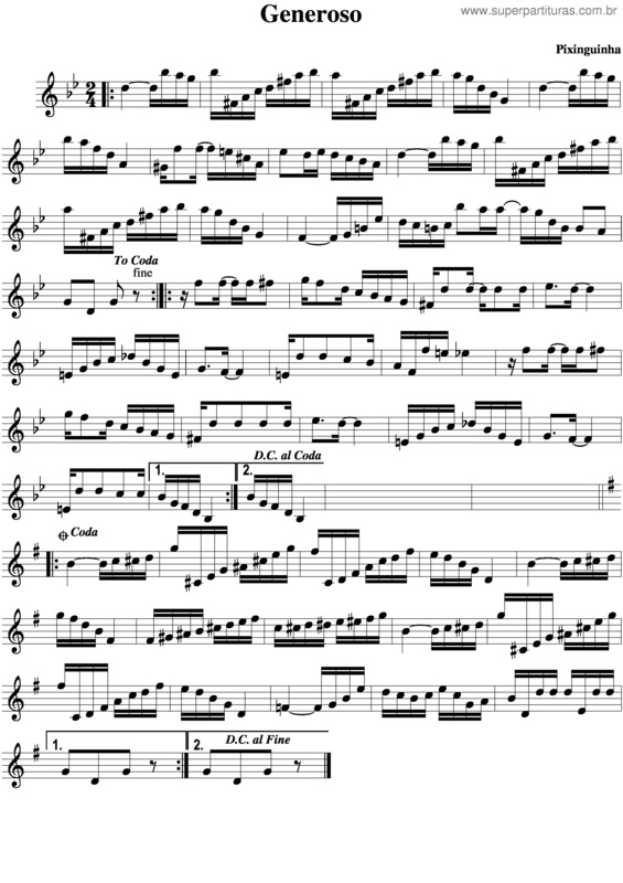 Partitura da música Generoso