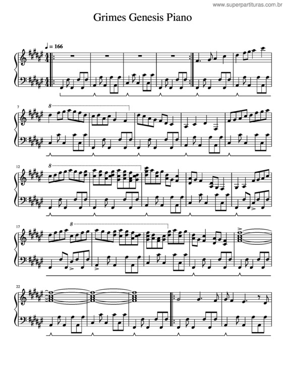Partitura da música Genesis – Grimes Grimes Genesis Piano Arrangement