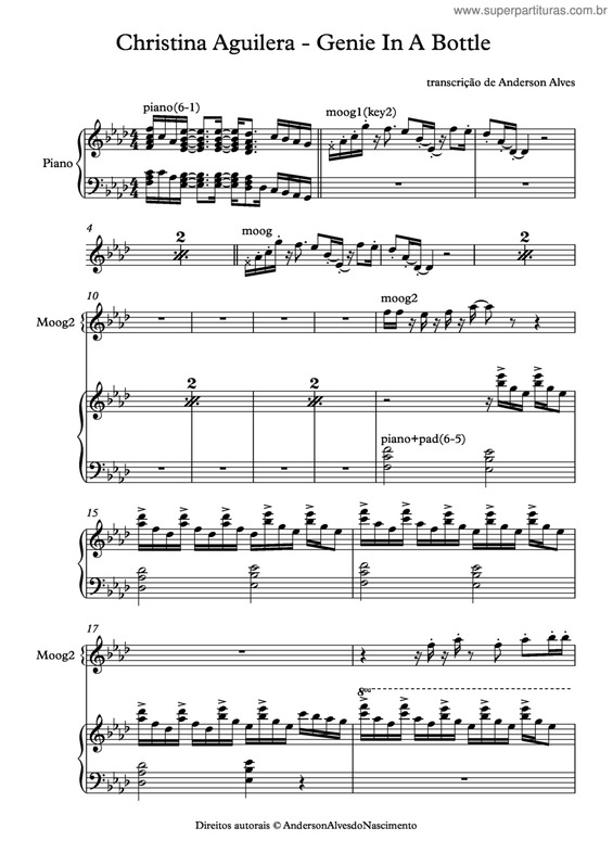 Partitura da música Genie In A Bottle v.2