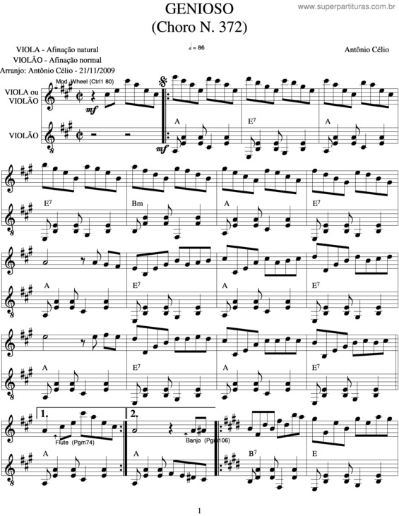 Partitura da música Genioson