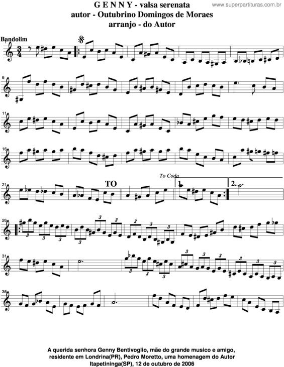 Partitura da música Genny v.5