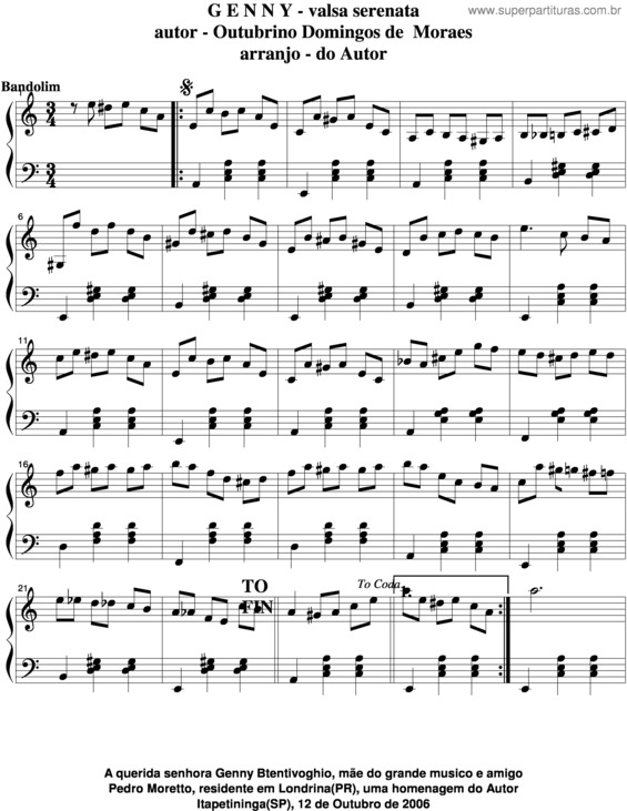 Partitura da música Genny v.6