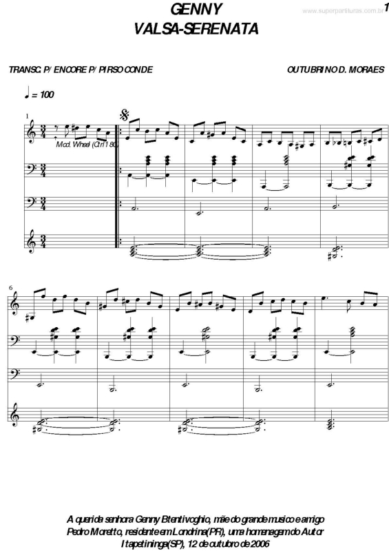 Partitura da música Genny