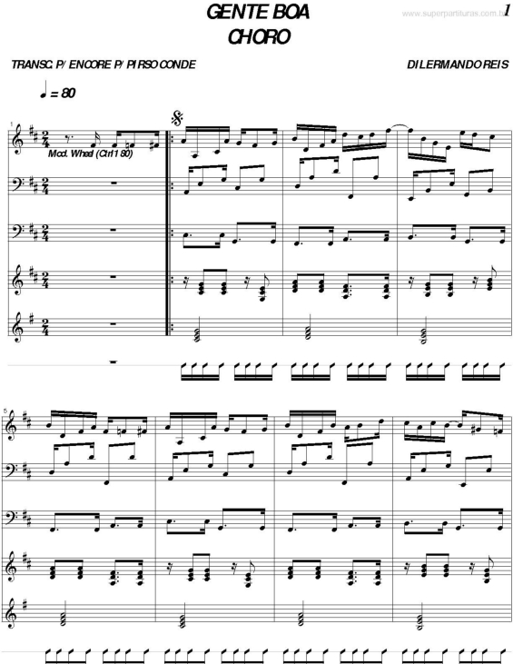 Partitura da música Gente Boa 