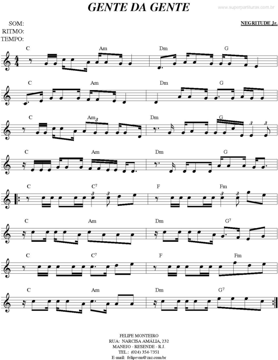 Partitura da música Gente Da Gente