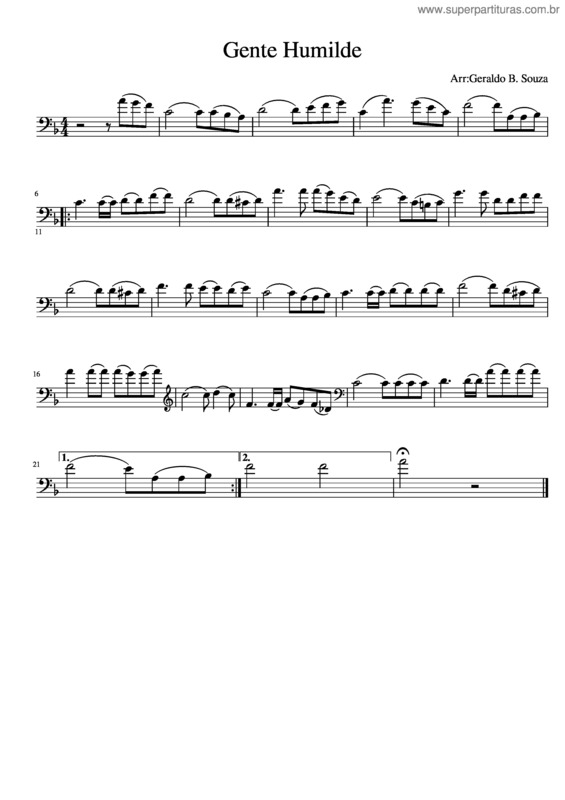 Partitura da música Gente Humilde Cell0 I