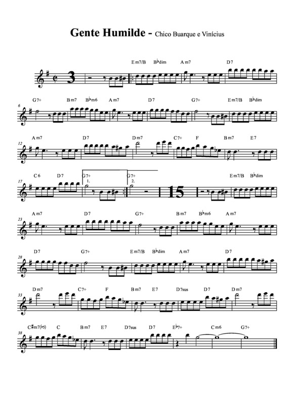 Partitura da música Gente Humilde v.15