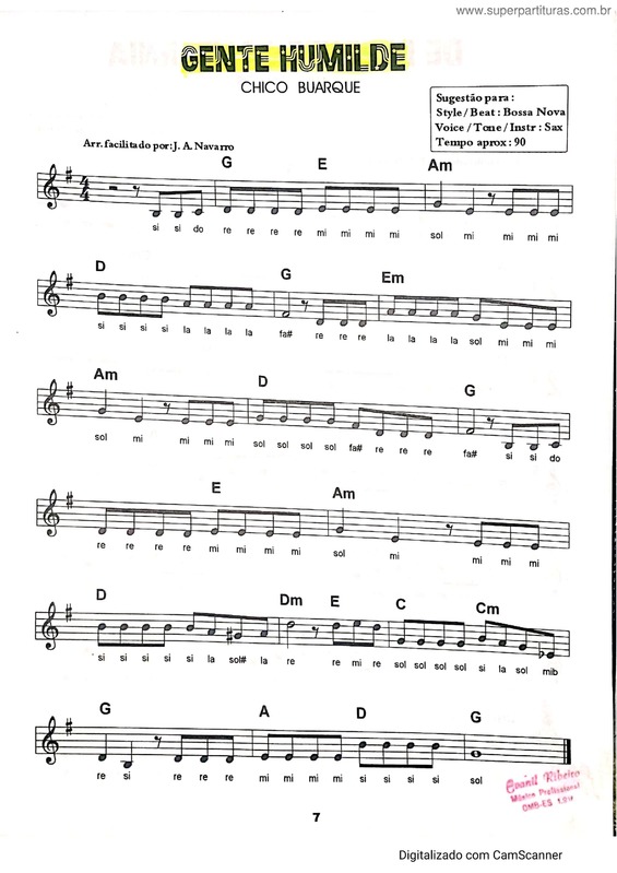 Partitura da música Gente Humilde v.19