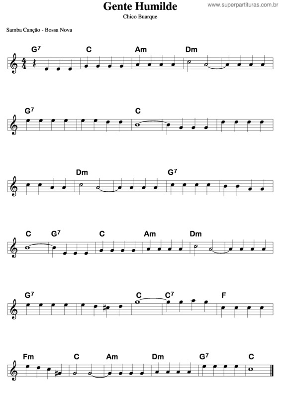 Partitura da música Gente Humilde v.20