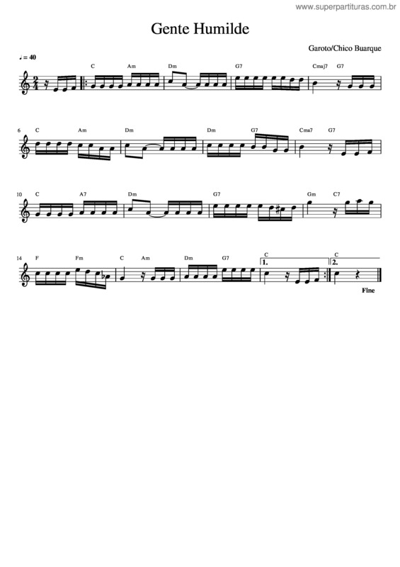 Partitura da música Gente Humilde v.21