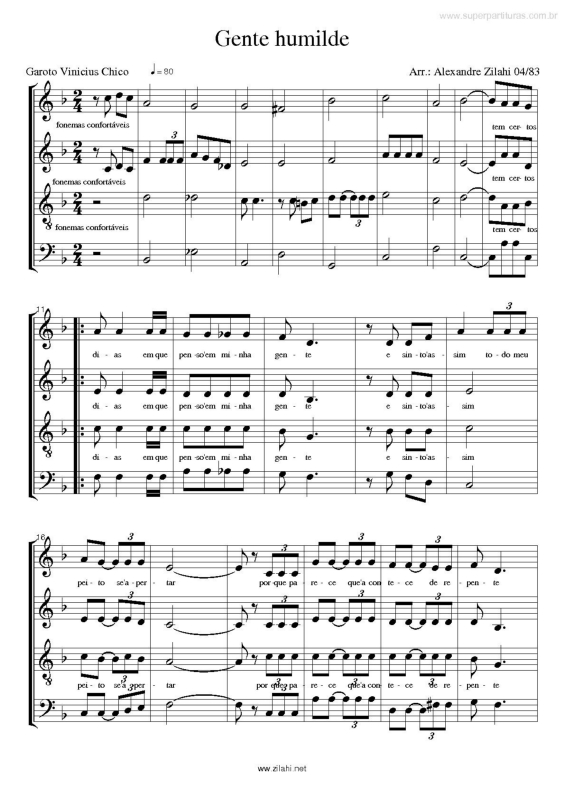 Partitura da música Gente Humilde v.5