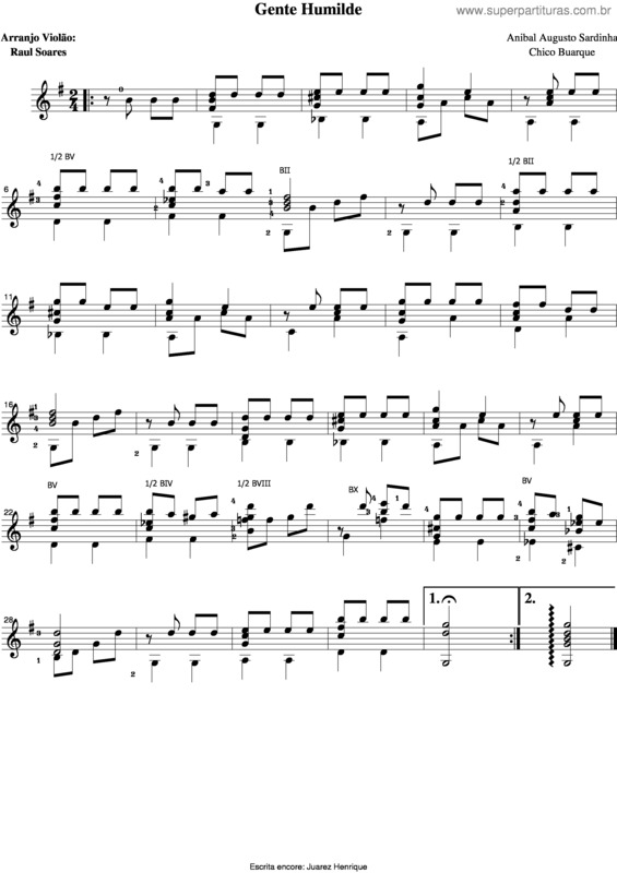 Partitura da música Gente Humilde v.9