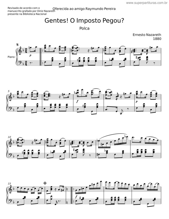 Partitura da música Gentes! O Imposto Pegou – Ernesto Nazareth