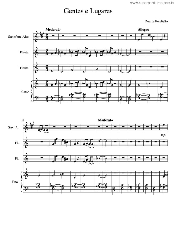 Partitura da música Gentes E Lugares