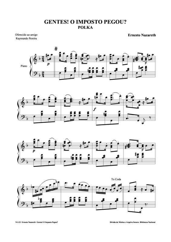 Partitura da música Gentes O Imposto Pegou