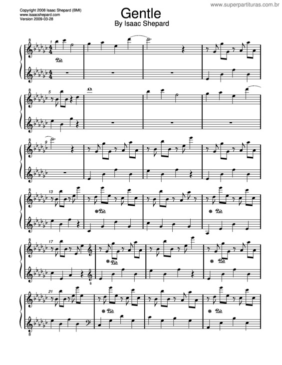 Partitura da música Gentle