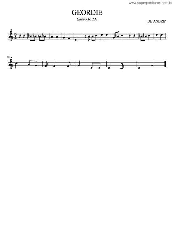 Partitura da música Geordie Samule 2A