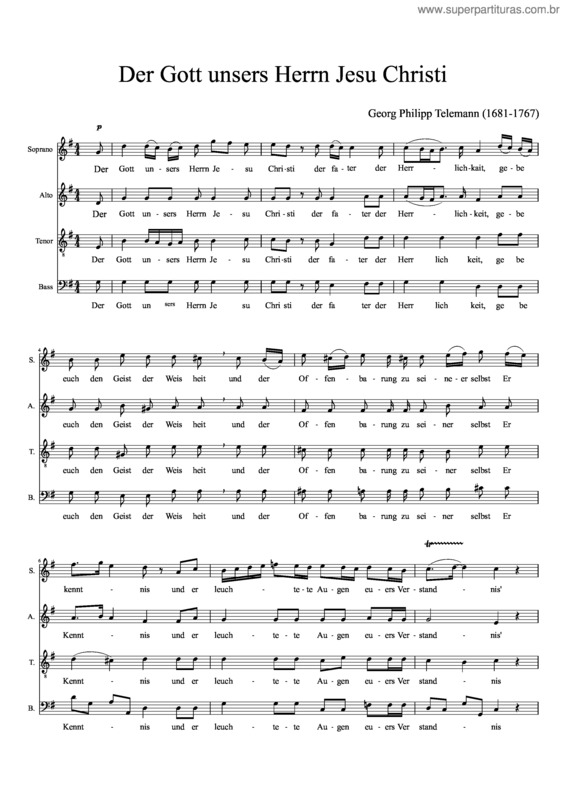 Partitura da música Georg Philipp Telemann Der Gott Unsers Herrn Jesu Christi