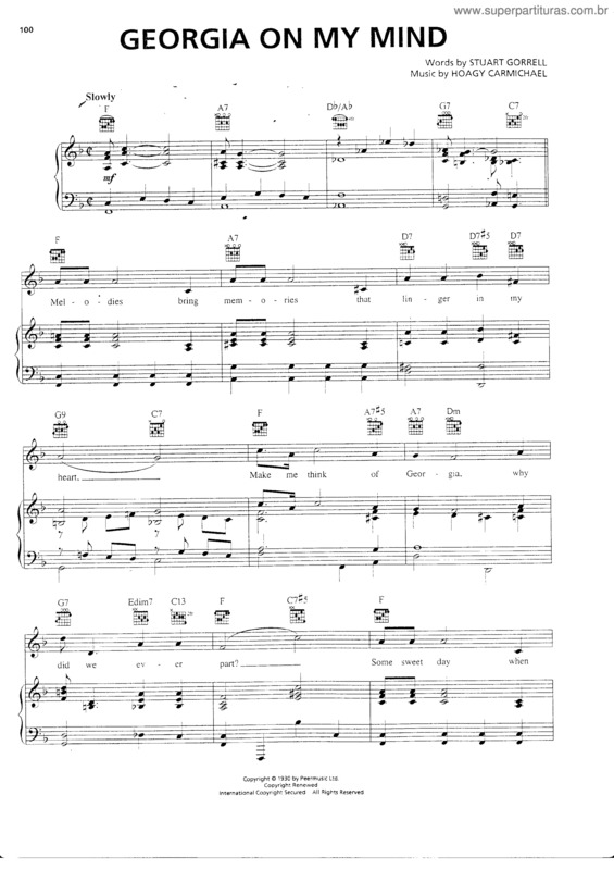 Partitura da música Georgia On My Mind