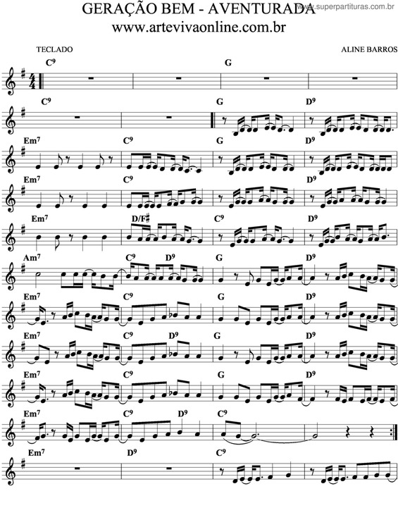 Partitura da música Geração Bem Aventurada