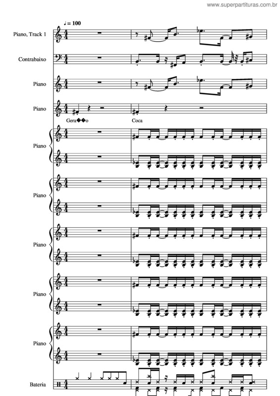 Partitura da música Geração Coca–Cola – Legião Urbana