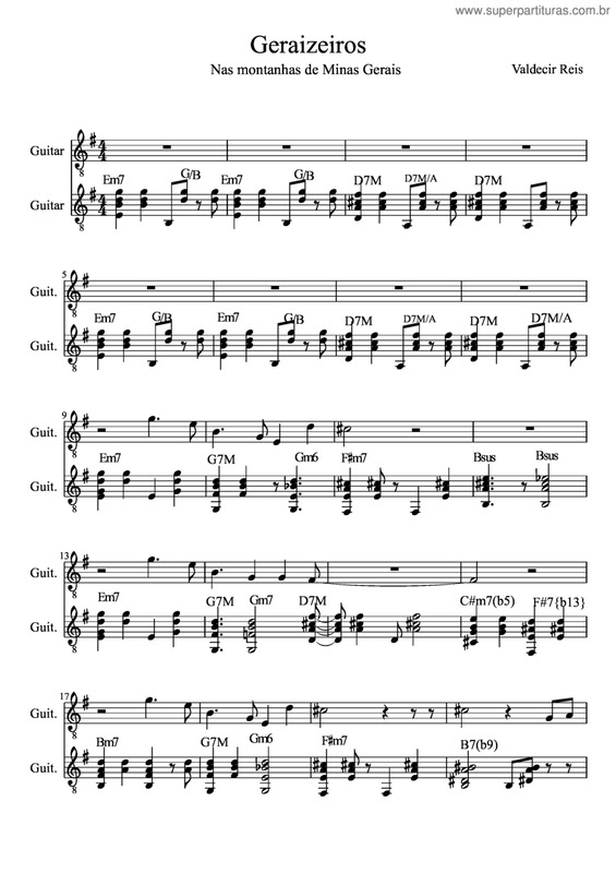 Partitura da música Geraizeiros