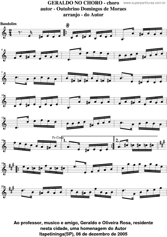 Partitura da música Geraldo No Choro v.2