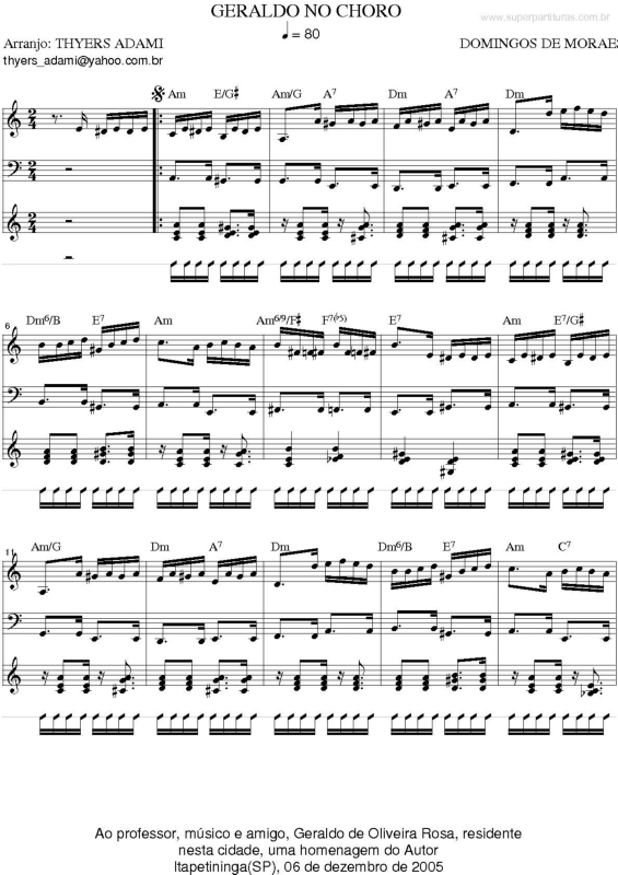 Partitura da música Geraldo no Choro