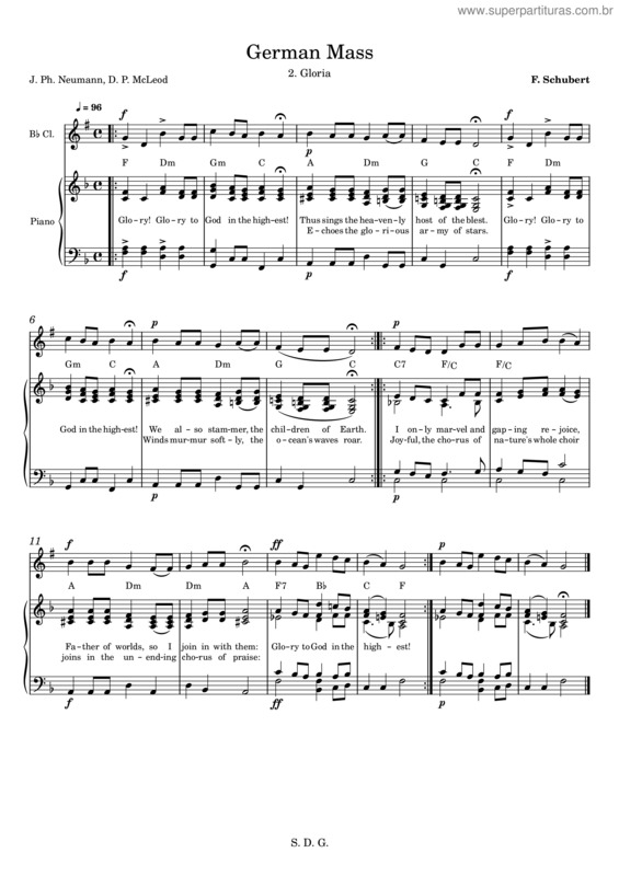 Partitura da música German Mass