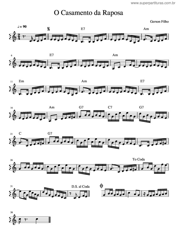Partitura da música Gerson Filho – O Casamento Da Raposa