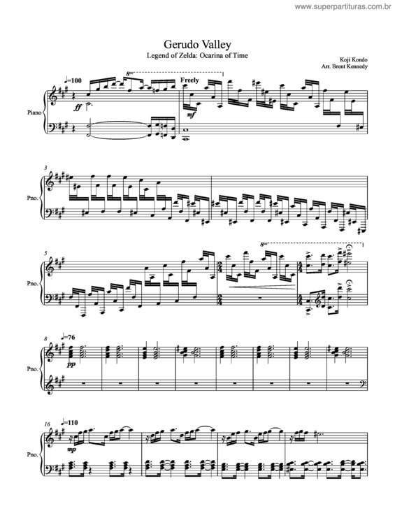 Partitura da música Gerudo Valley