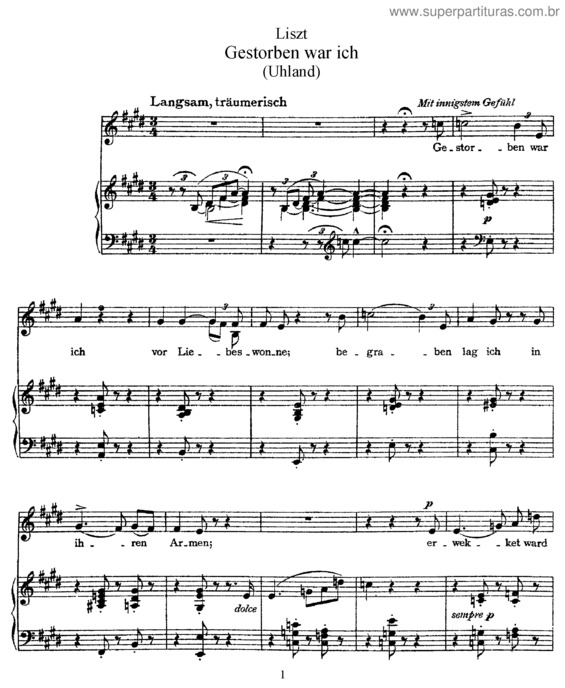Partitura da música Gestorben war ich