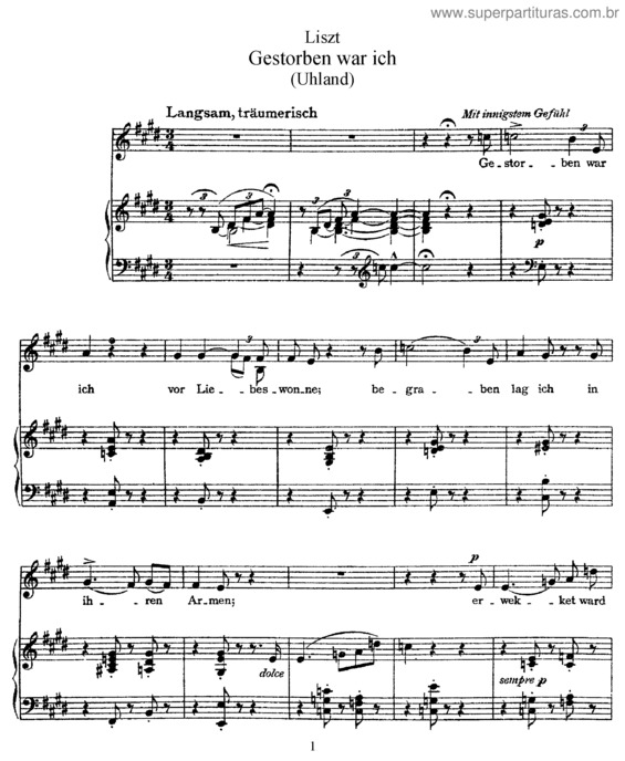 Partitura da música Gestorben war ich