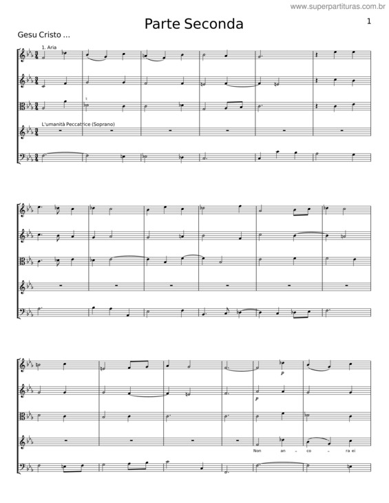 Partitura da música Gesu Cristo