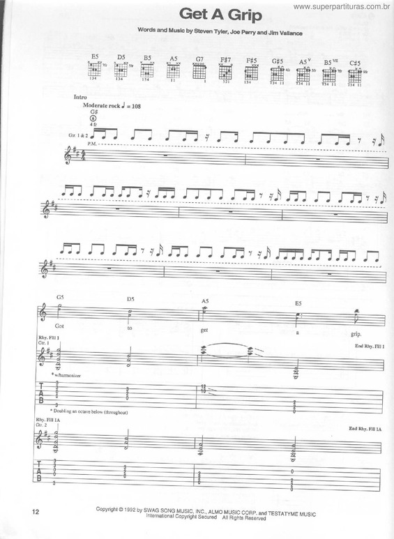 Partitura da música Get A Grip