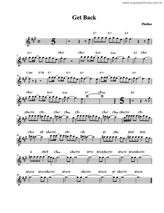 Partitura da música Get Back v.4