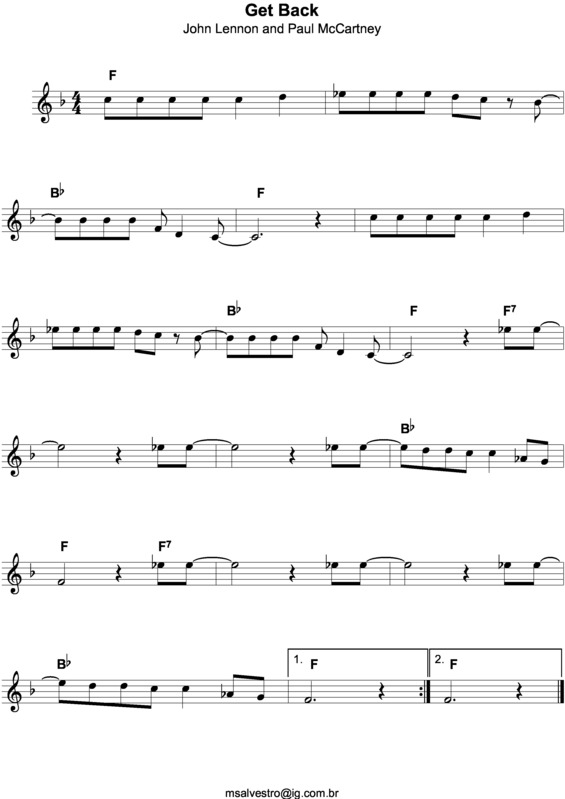 Partitura da música Get Back v.6