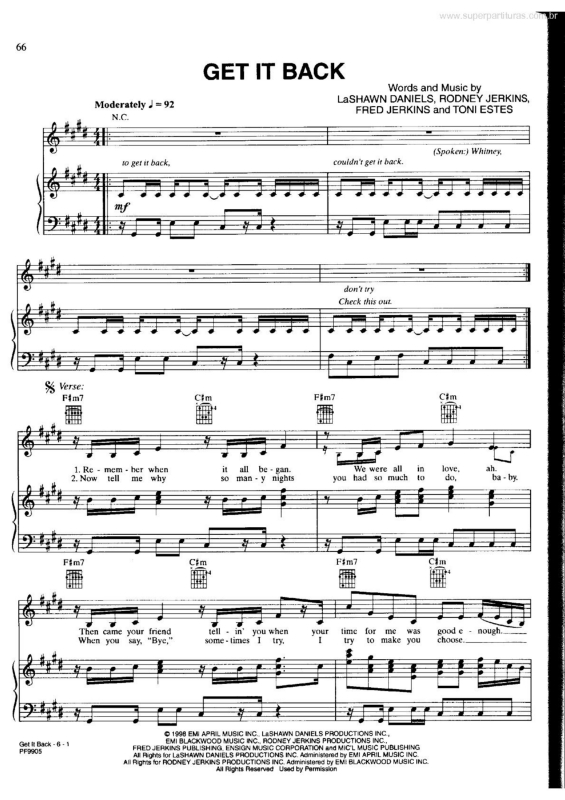 Partitura da música Get it Back