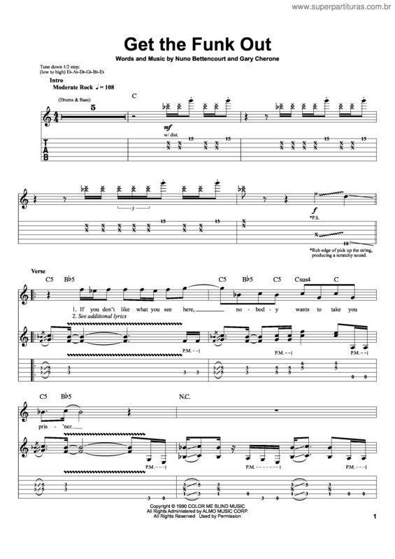 Partitura da música Get The Funk Out v.2