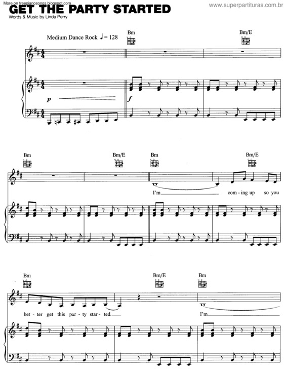 Partitura da música Get The Party Started v.2